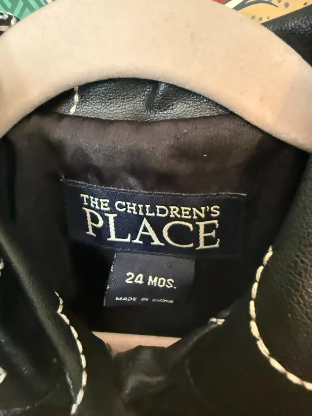 Toddler Faux Leather Floral Trench Coat